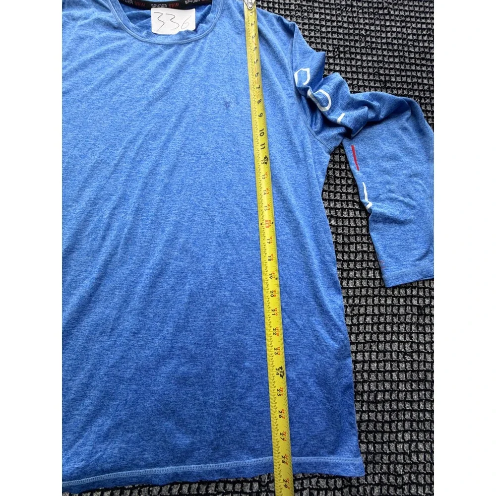 Spyder Rash Guard Mens Large Blue Long Sleeve Swim Shirt Logo Z336